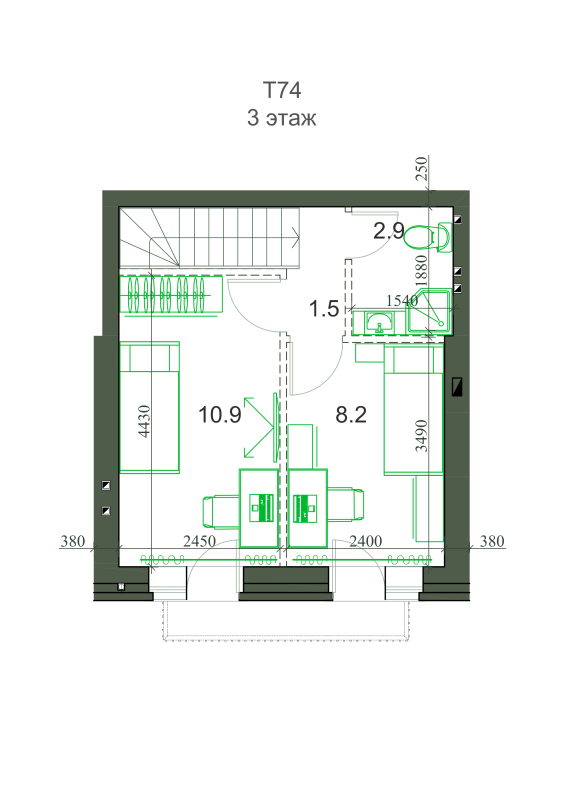 Проект Э6-Т74_3эт (фото) № 4